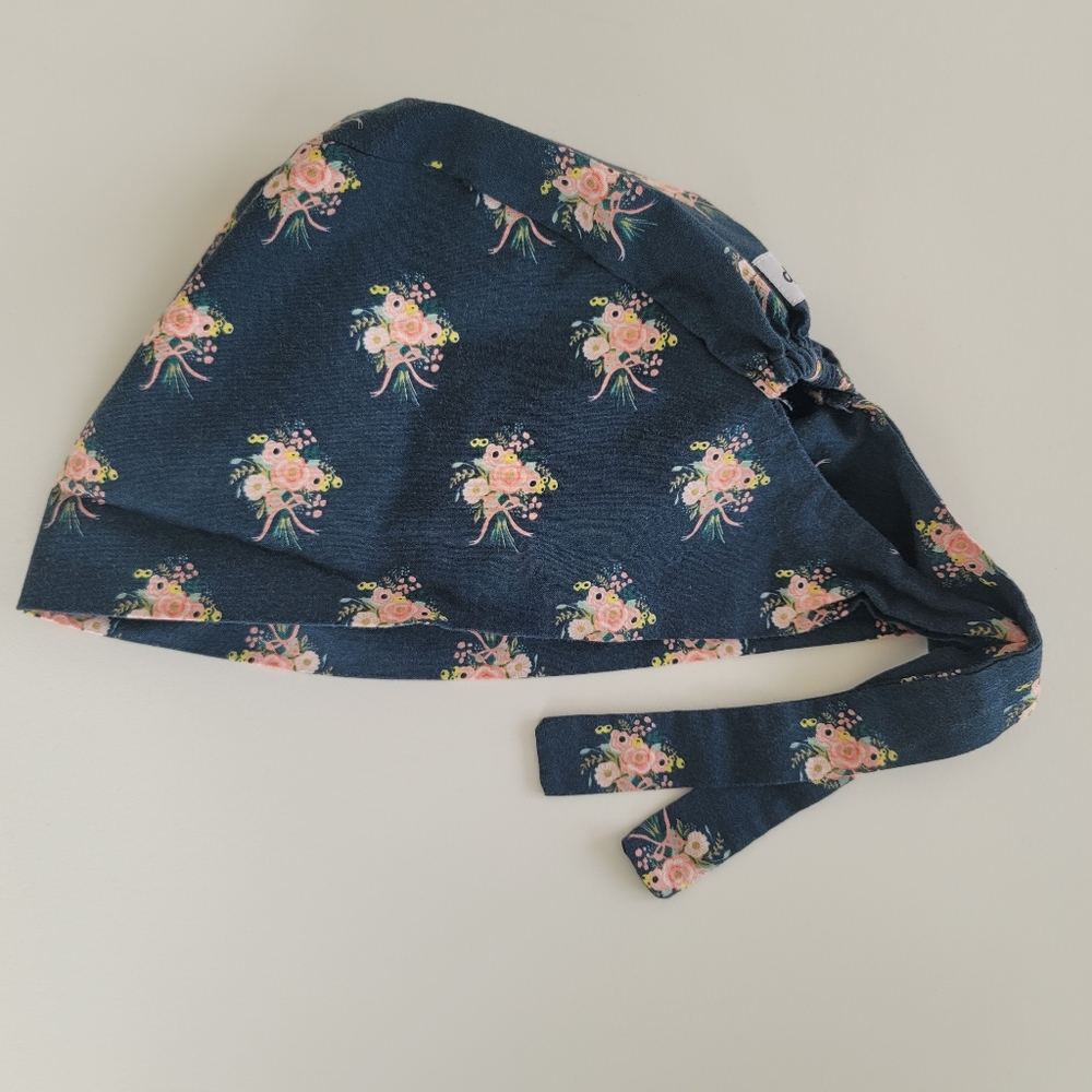 Scrub Cap Dark Spruce/Pink Floral